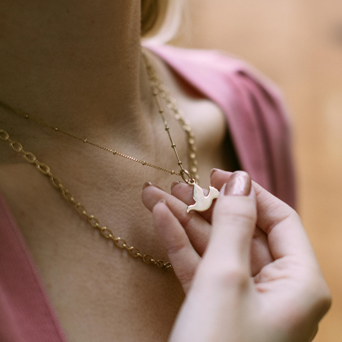 Gold Bobble Chain Necklace